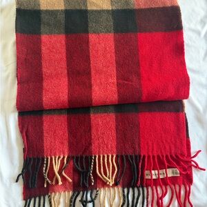 Burberry Red and Black Checkered Scarf